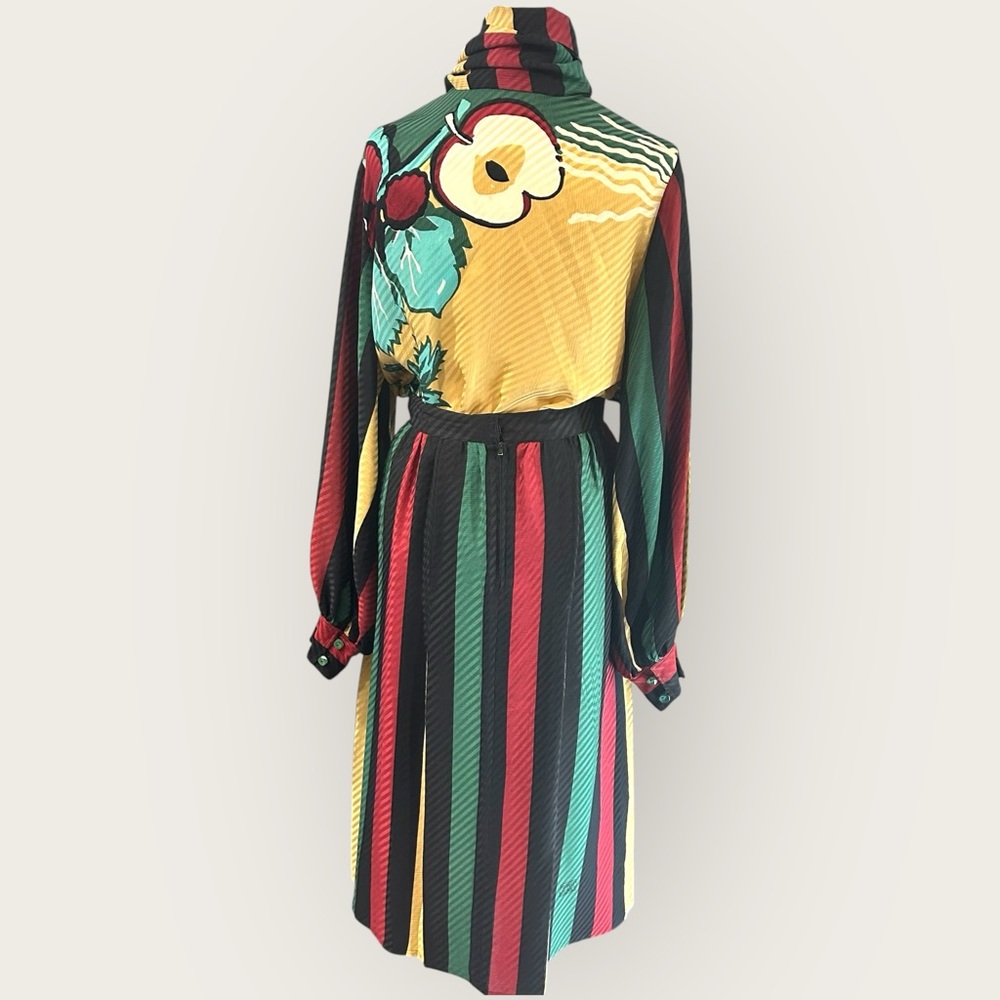 Michaele Vollbracht Late 70s Early 80s Silk Set Blouse‎ M Skirt 10 Scarf Vintage - Picture 8 of 16